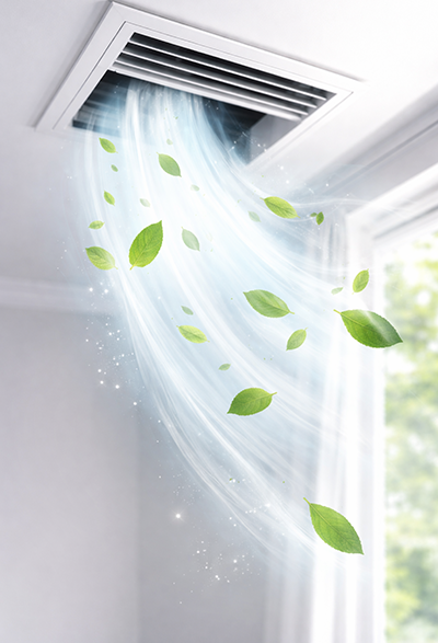 clean home air duct with a flashlight