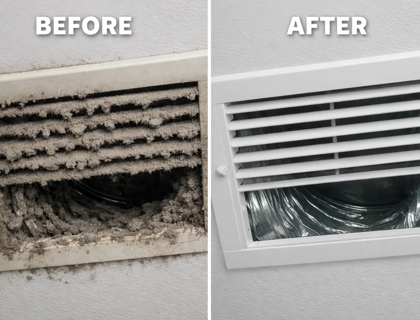 Air vent cleaning before and after